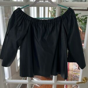 Annabelle collection, faux leather, blue, off shoulder size medium